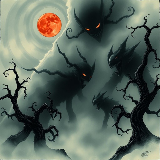 A dark scary realm filled with monsters 