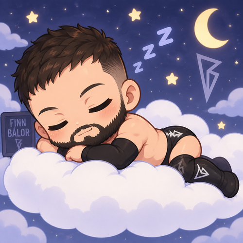 Finn Bálor sleeping on a fluffy cloud