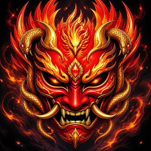 Phenix serpent oni mask. Front view 