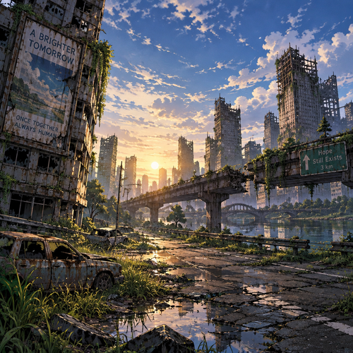 It’s a post apocalyptic world,There was no one walking down on the land