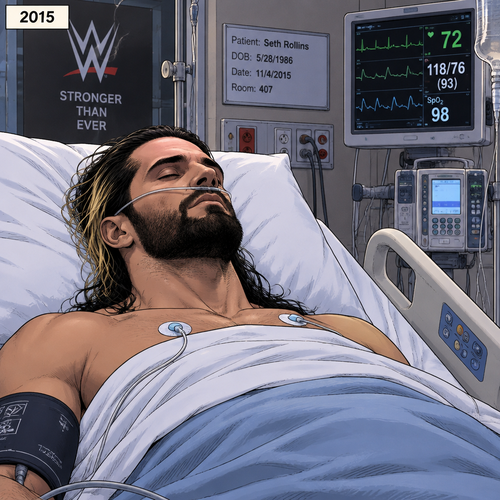 It’s the year 2015,We’re in a hospital. Seth Rollins was laying in a hospital bed unconscious