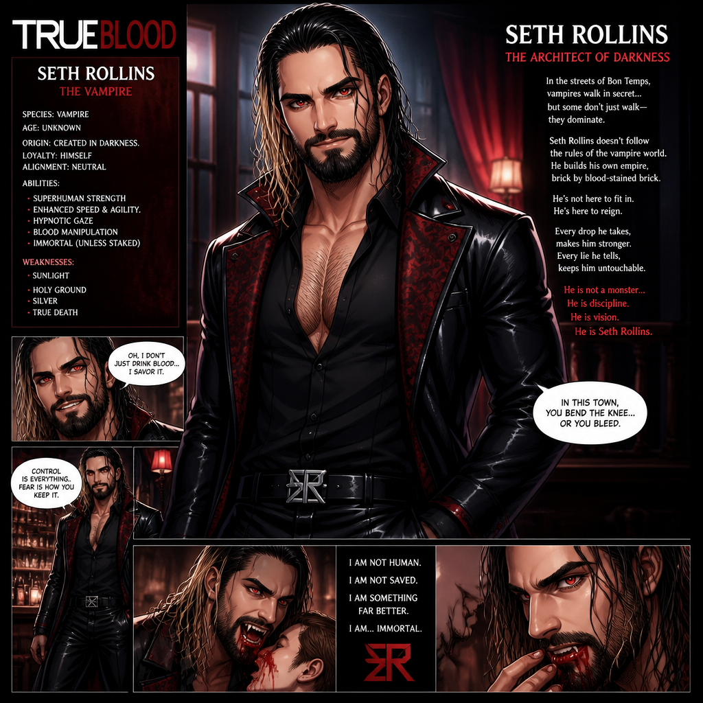 WWE superstar Seth Rollins as a vampire in true blood (Tv show)
