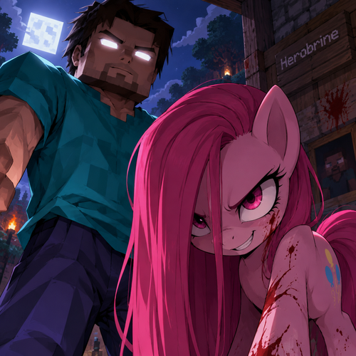 Herobrine and Pinkamena Diane Pie