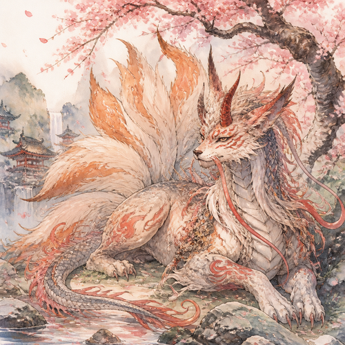 Nine tail fox, loung dragon, oni fusion.