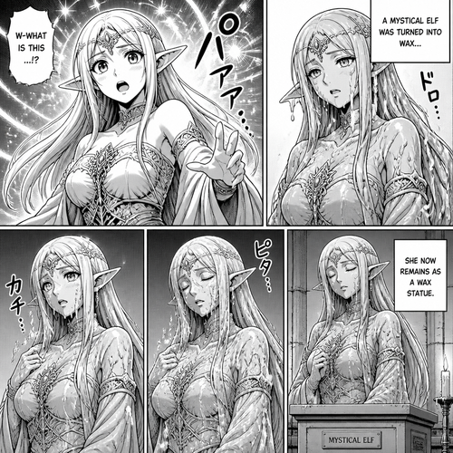 Mystical elf turn into wax statue 