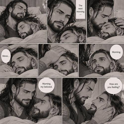 (Part 3 of the Vampire x Butler story). The next morning,Roman Reigns (Vampire) and Seth Rollins (Butler) were still asleep in Roman’s room. Roman slowly woke up. He looked at Seth who was asleep. He gently kissed Seth’s forehead. Seth hummed softly in his sleep. Roman gently stroked Seth’s head. Seth slowly woke up. “Morning my beloved” Roman said softly. “Morning” Seth said Seth. Roman Gently placed his hand on Seth’s cheek. “How are you feeling?” Roman Asked softly