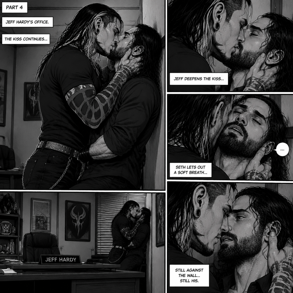 (Part 4 of the Vampire x human story). Still in Jeff Hardy’s office. Jeff was still Kissing Seth Rollins against the wall