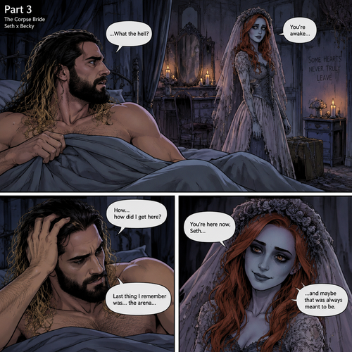 (Part 3 of the corpse bride,Seth x Becky style). Still in the strange bedroom,Seth Rollins was still confused as to how he got there after he woke up