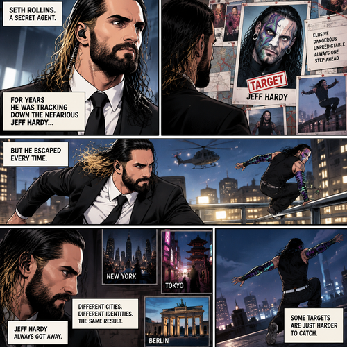 Seth Rollins is a secret agent,For years he was tracking down the nefarious Jeff Hardy…But he escaped every time