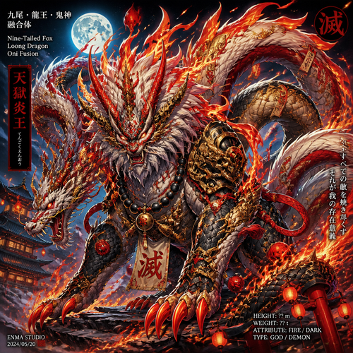 Nine tail fox, loung dragon, oni fusion 