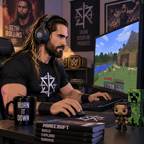 Seth Rollins was playing Minecraft alone on his computer