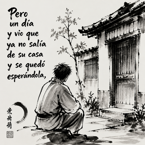 Pero un día y vio que ya no salía de su casa y se quedó esperándola, 
