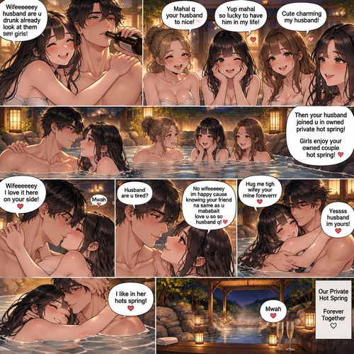 Wifeeeeeey husband are u drunk already look at them girls mahal q your husband to nice yup mahal so lucky to have him in my life cute charming my husband then your husband joined u in owned private hot spring girls enjoy your owned couple hot spring wifeeeeeey I love it here on your side the he hug in kiss u husband are u tired husband no wifeeeeey im happy cause knowing your friend na same as u mababait love u so so husband q hug me tigh wifey your mine foreverrr yessss husband im yours I like in her hots spring mwah  