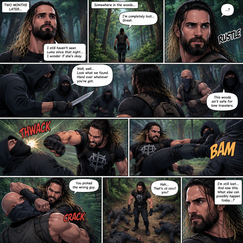 (Part 2 of the Seth Rollins x Princess Rosalina story). It had been two months since that night. Seth hadn’t seen Luma since. He was walking in the woods completely lost. Then suddenly….he attacked by a group of bad guys. He fought them off as best as he could