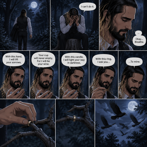 (Part 1 of the corpse bride,Seth x Becky style). Seth Rollins was walking in the woods alone at night after running away from a wedding rehearsal. After a while He sat at a tree stump,he puts his head in his hands. “I can’t do it” Seth said to himself. He took a deep breath. He began practicing his vows,”With this hand,I will lift your sorrows,Your cup will never empty,For I will be your wine,With this candle,I will light your way in darkness,With this ring,I ask you…To mine”. He puts the wedding ring on a tree branch that suspiciously looks like a ring finger. Then the crows flew by