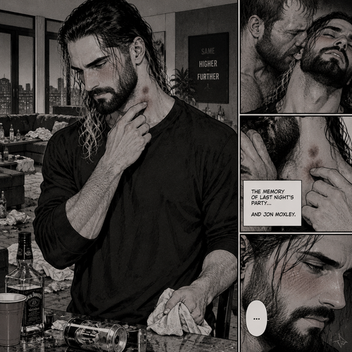 (Part 2) Seth Rollins was cleaning up the mess after last night’s party in his house. His fingers traced on one of the hickeys on his neck. The memory of last night’s party…and Jon Moxley Fresh in his mind. Seth blushed a little