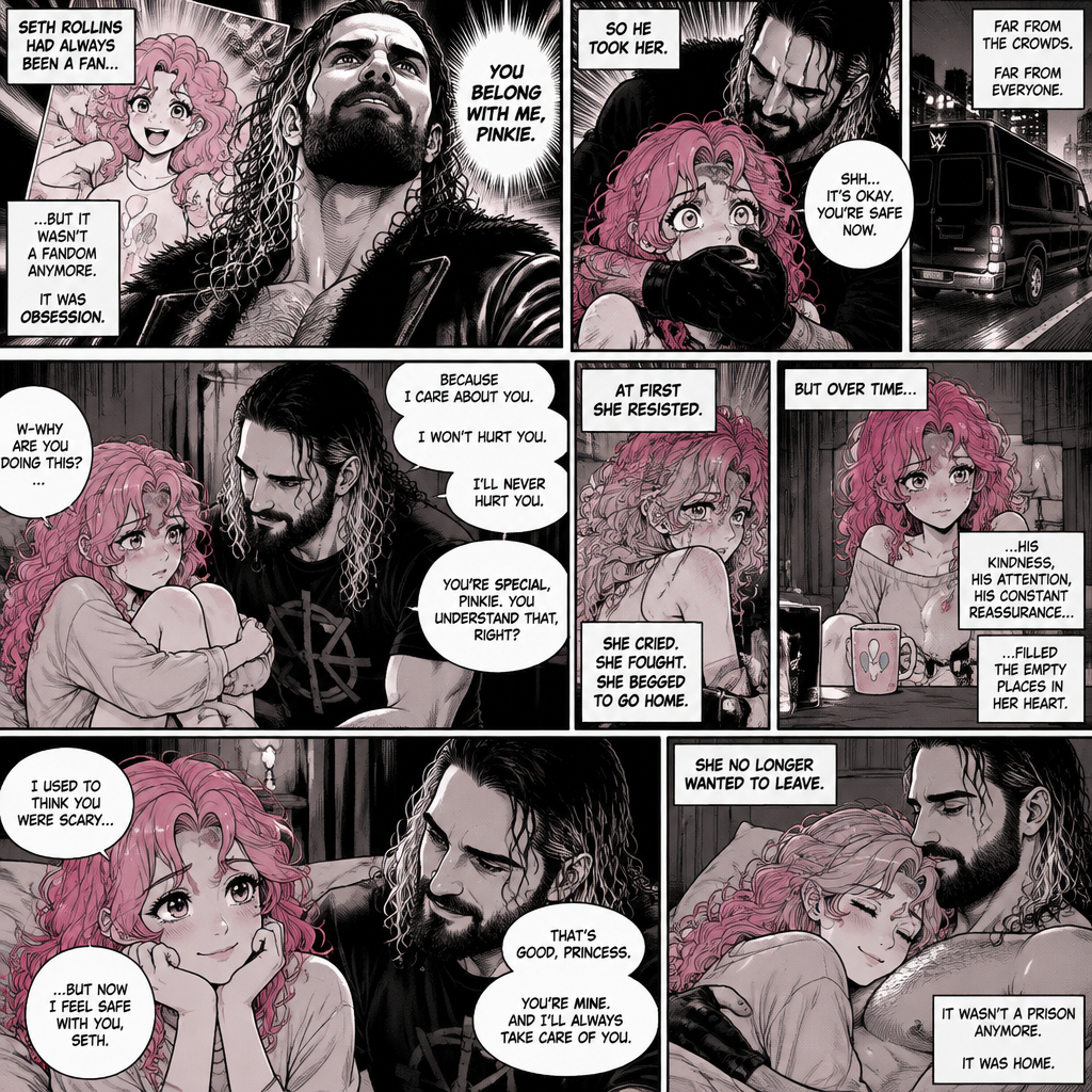 Seth Rollins is Obsessed with Pinkie Pie (As a human) So he kidnaps her,He reassures her that he won’t hurt her…He’ll never hurt her. She developed Stockholm syndrome over time