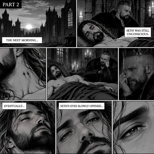 (Recap) Seth Rollins (The vampire hunter) was lured into the ruins by a whisper,Then Jon Moxley (The vampire king) grabbed him from behind,He sniffed Seth’s neck and then pierced it with his fangs,After 4 minutes the fangs were out of Seth’s neck,Seth was weak,Then Jon lifted Seth in his arms and began walking. (And now part 2). The next morning,Seth was still unconscious. Eventually…Seth’s eyes slowly opened