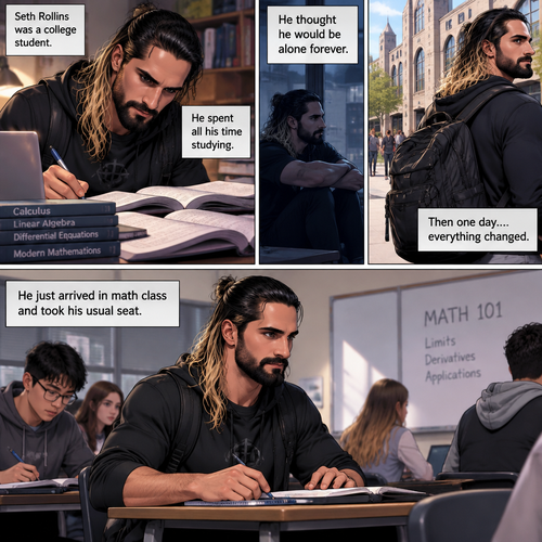 Seth Rollins was a college student,He spent all his time studying. He thought he would be alone forever,Then one day….everything changed. He just arrived in math class and took his usual seat