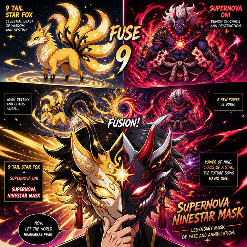 Fuse 9 tail star fox and super nova oni into a mask 