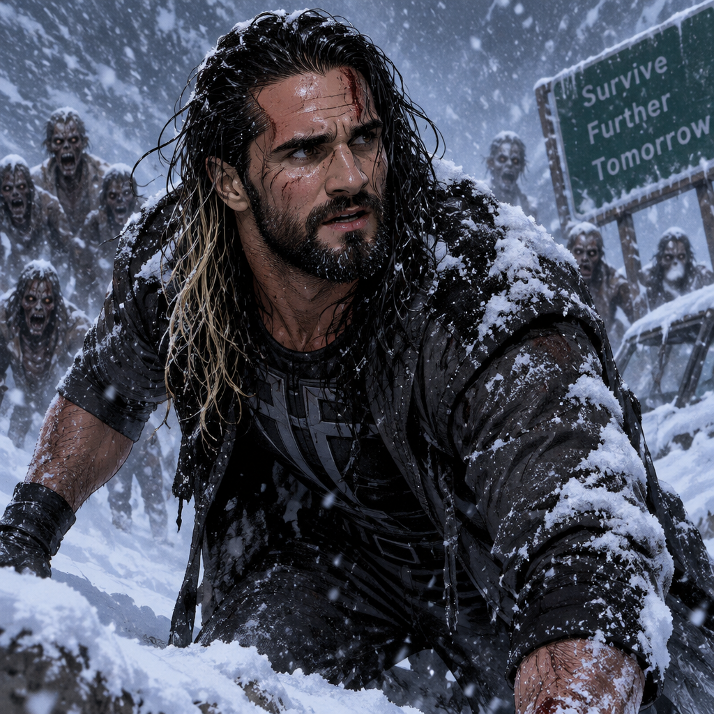 There was a blizzard outside,Seth Rollins was in the middle of it,He had just escaped a horde of zombies hours before
