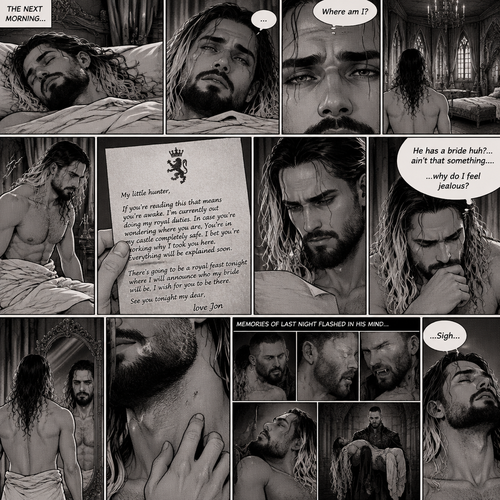 (Recap) Seth Rollins (The vampire hunter) was lured into the ruins by a whisper,Then Jon Moxley (The vampire king) grabbed him from behind,He sniffed Seth’s neck and then pierced it with his fangs,After 4 minutes the fangs were out of Seth’s neck,Seth was weak,Then Jon lifted Seth in his arms and began walking. (And now part 2). The next morning,Seth was still unconscious. Eventually…Seth’s eyes slowly opened,He was feeling tired,He was confused,then he looked at his surroundings,it was some sort of royal bedroom. “Where am I?” Seth asked himself. He slowly stood up off the bed,Then he sees a note on the nightstand,He picks it up and reads it. It says “My little hunter,If you’re reading this that means you’re awake. I’m currently out doing my royal duties. In case you’re wondering where you are,You’re in my castle completely safe. I bet you’re working why I took you here,Everything will be explained soon. There’s going to be a royal feast tonight where I will announce who my bride will be,I wish for you to be there. See you tonight my dear, love Jon”. “He has a bride huh?… ain’t that something….why do I feel jealous?” Seth said to himself. He sees a mirror and walks to it,He sees the bite mark on his neck,He gently traces it with his fingers. Memories of last night flashed in his mind,he sighs after that