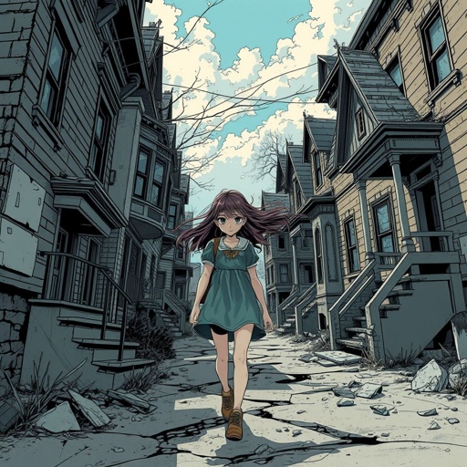 Detroit abandon houses anime walking panel