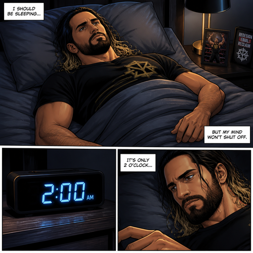 Seth Rollins was trying to sleep in his bed…but he couldn’t.He looked at his alarm clock,It was 2 o’clock in the morning