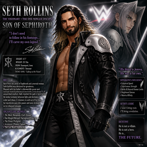 WWE superstar Seth Rollins as the son of Sephiroth (Final Fantasy 7)