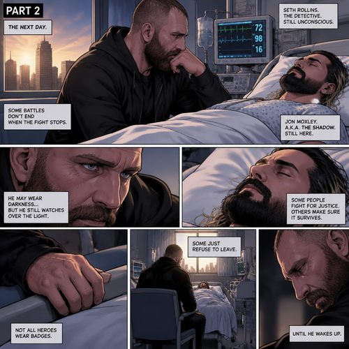 (Part 2 of the Vigilante x detective story). The next day,Seth Rollins (The detective) was still unconscious. Jon Moxley (A.K.A The vigilante known as the shadow) was watching over him