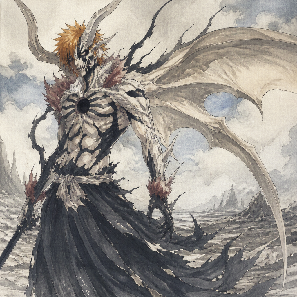 Ichigos hell form fused with horn of salvation and vasto lord from