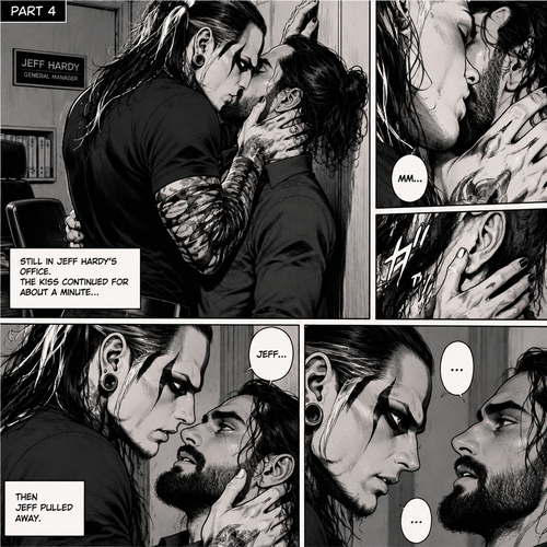(Part 4 of the Vampire x human story). Still in Jeff Hardy’s office. Jeff was still Kissing Seth Rollins against the wall. After about a minute,Jeff pulled away