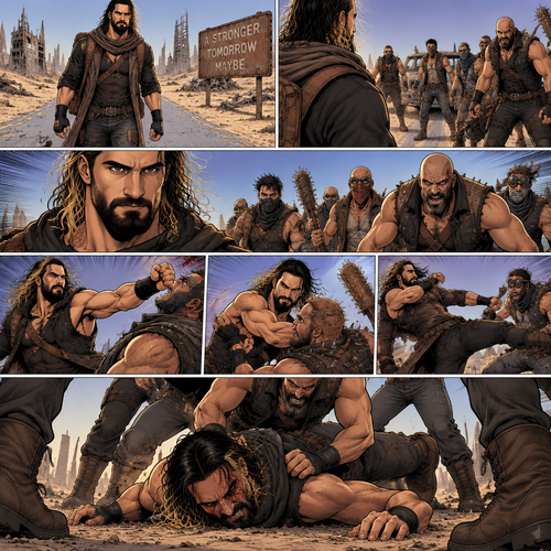 Seth Rollins is a wasteland wonderer,He was just walking down the road. Then suddenly….A group of bandits appeared. Seth stood his ground. Then….the bandits attacked and Seth fought back. He fought back as hard as he could…but eventually he was overpowered