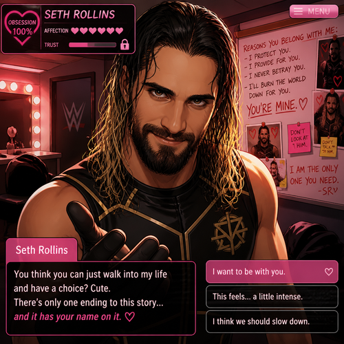 WWE superstar Seth Rollins as a Yandere in a dating sim game