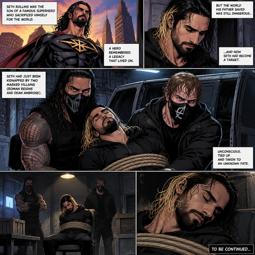 (Part 2 of an Ambrolleigns story) Seth Rollins was the son of a famous superhero who sacrificed himself for the world,He had just been kidnapped by two masked villains (Roman Reigns and Dean Ambrose). Seth was unconscious and tied up