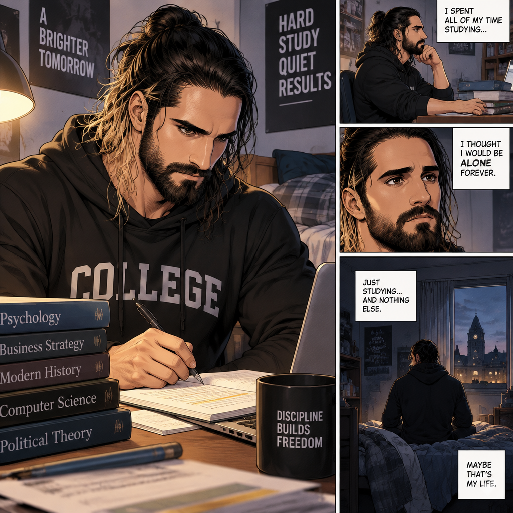 Seth Rollins was a college student,He spent all his time studying. He thought he would be alone forever