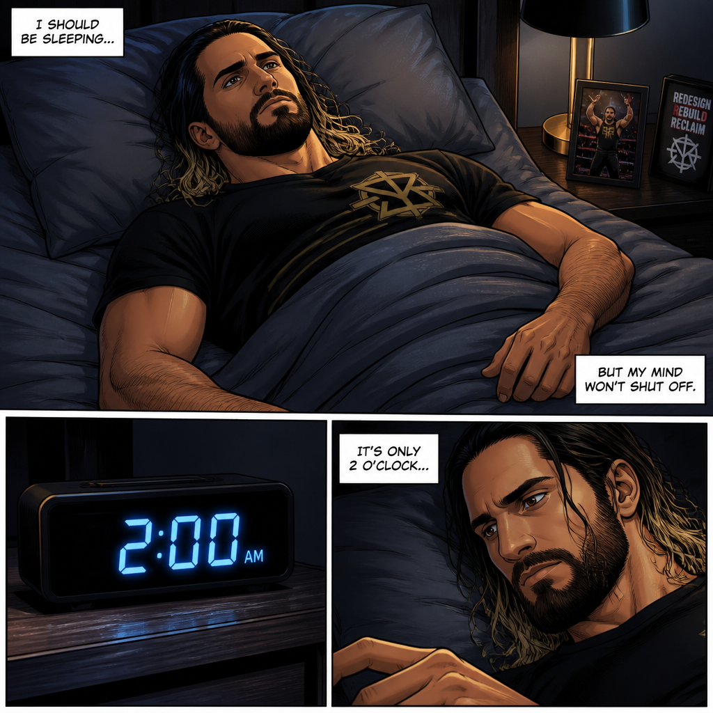 Seth Rollins was trying to sleep in his bed…but he couldn’t.He looked at his alarm clock,It was 2 o’clock in the morning