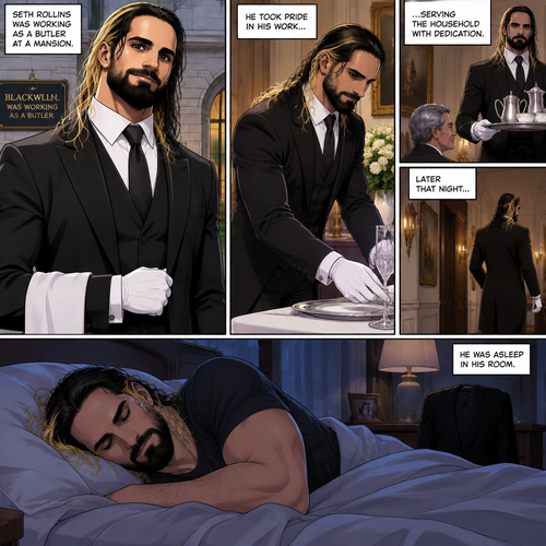 Seth Rollins was working as a butler at a mansion,Later that night He was asleep in his room