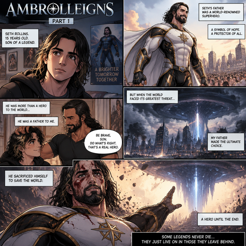 (Part 1 of an Ambrolleigns story) Seth Rollins is the son of a famous superhero. When he was 15 years old his sad sacrificed himself to save the world