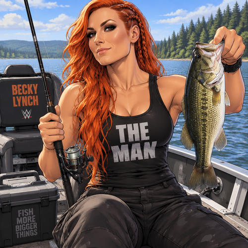 Becky Lynch is in a fishing boat
