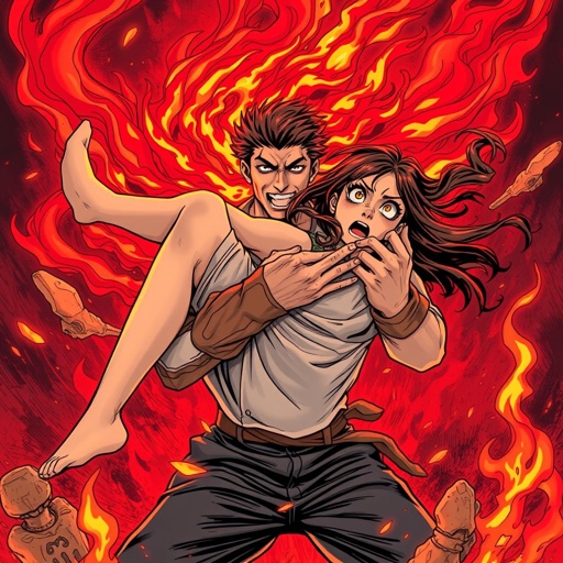 David in his red fire form lifting Laura up by her neck and burning her alive 