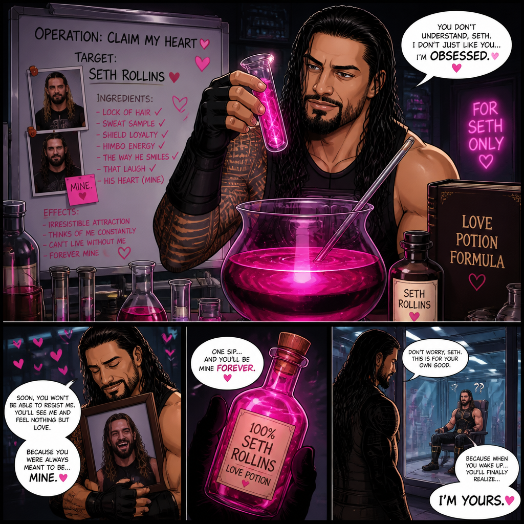 Roman Reigns is Obsessed with Seth Rollins so he creates a love potion into a secret laboratory