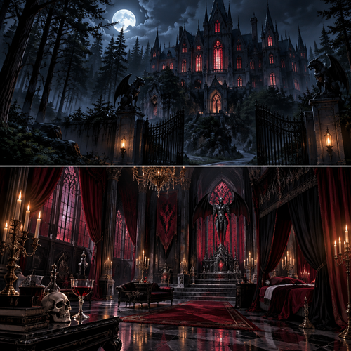 There’s a Dark Vampiric mansion in the woods,Inside there’s a dark Vampiric chamber