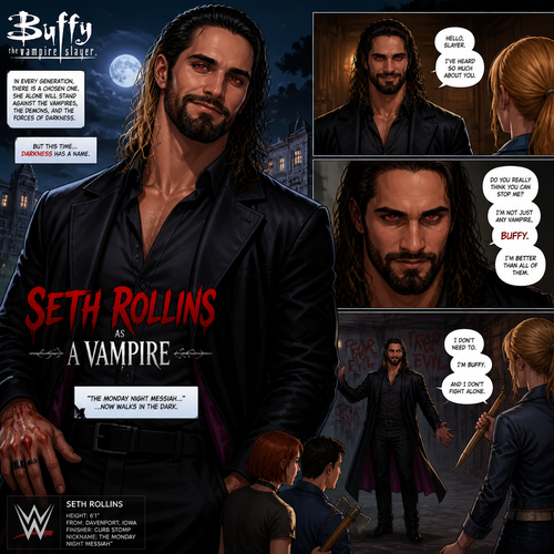 WWE Superstar Seth Rollins as a Vampire in Buffy the vampire Slayer
