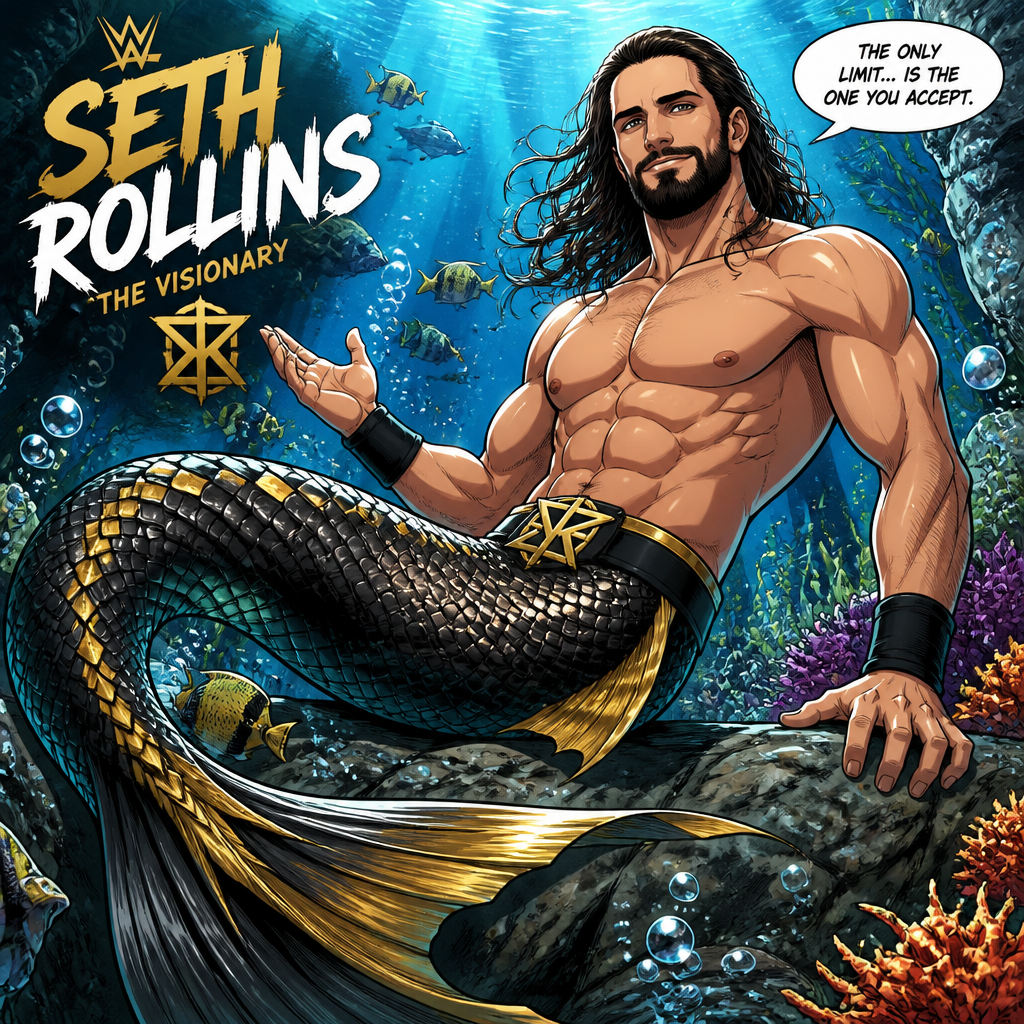 WWE superstar Seth Rollins as a merman