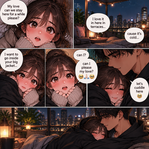 My love can we stay here for a while please I love it in here in terraces cause it’s cold I want to go inside your big jacket can I can I please my love let’s cuddle here 🥹 🙏🏻🥺