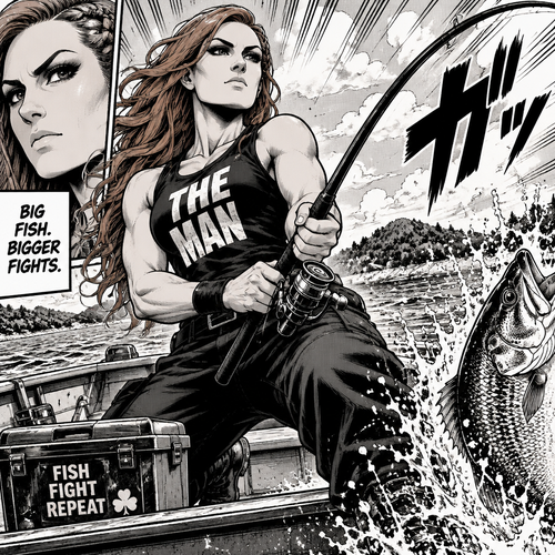 Becky Lynch is in a fishing boat