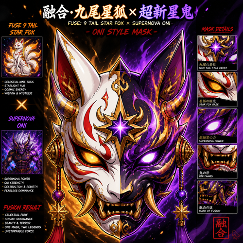 Fuse 9 tail star fox and super nova oni into a oni style mask 
