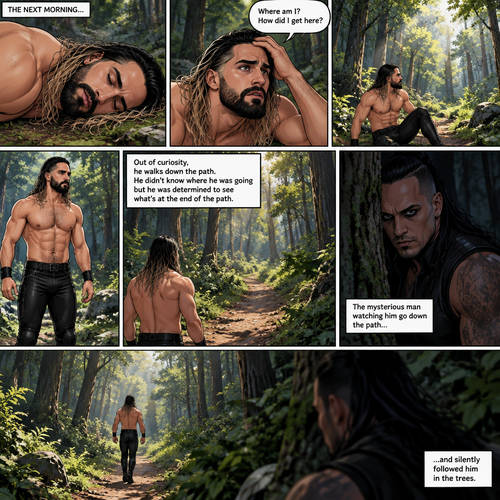 (Recap!) Seth Rollins was camping in the woods,Then went to sleep hours later,A mysterious man (Damien Priest) was watching him,He lifted Seth in his arms and walked in the woods. (Now onto part 2!).The next morning,Seth was still asleep…but not in his tent,He eventually woke up.He looked at his surroundings,He was confused. “Where am I?,How did I get here?” Seth asked himself. He was in some sort of forest clearing,He stood up.He sees a path,Out of curiosity he walks down it.He didn’t know where he was going but he was determined to see what’s at the end of the path.The mysterious man watching him go down the path…and silently followed him in the trees