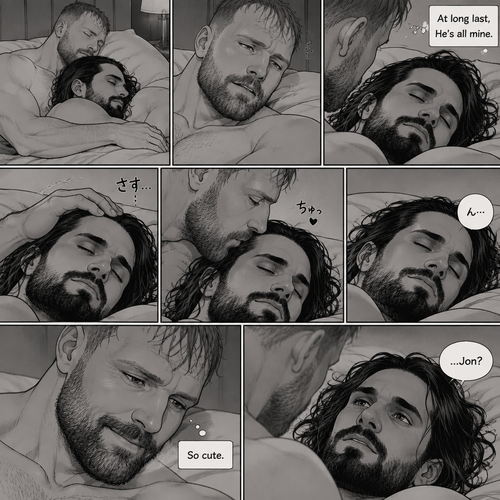 (Part 3). Still in Jon Moxley’s hotel room. Jon Moxley and Seth Rollins were asleep after last night’s activity. Jon slowly woke up,he looked down at Seth who was still asleep. Jon smiled,then he gently stroked Seth’s head. “At long last,He’s all mine” Jon thought to himself. He gently kissed Seth’s forehead. Seth hummed softly in his sleep. “So cute” Jon thought to himself. Then Seth slowly woke up 